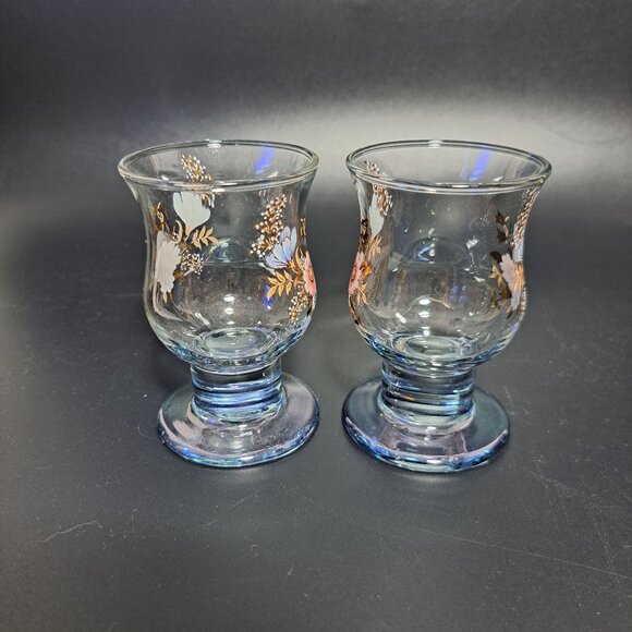 Vintage Floral Glass Candle Holders Pair - Picture 4 of 9